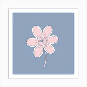 A White And Pink Flower In Minimalist Style Square Composition 544 Art Print