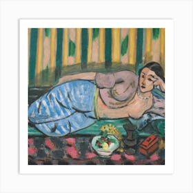 Woman Laying On A Bed Art Print