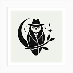 Owl In Hat 2 Art Print