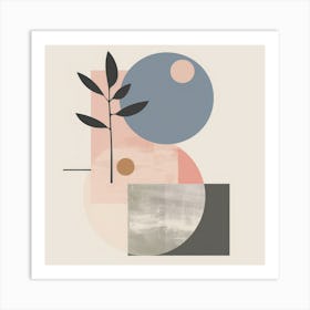 Harmony of Forms: Minimalist Fusion of Geometry and Nature in Pastel Hues Art Print