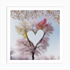 Heart Tree Colorful Leaves Love Is In Bloom Art Print