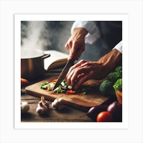 Chef Chopping Vegetables Art Print