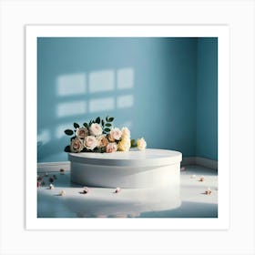 White Table With Flowers 1 Art Print