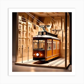 Budapest Tram Shadowbox  Art Print