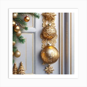 Christmas Door Decoration Art Print