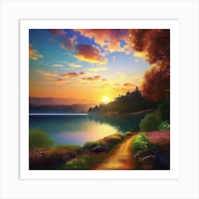 Sunset By The Lake 46 Art Print