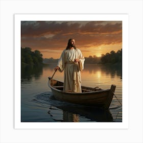 Jesus In The Boat Art Print