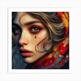 Girl With A Tear Art Print