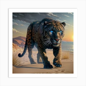 Leopard On The Beach Art Print