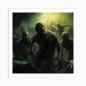 Zombies In The Dark 1 Art Print