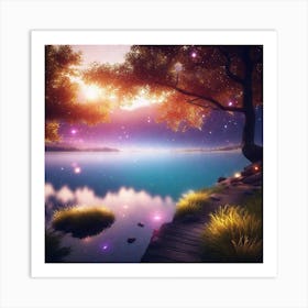 Lake Landscape Wallpaper Art Print