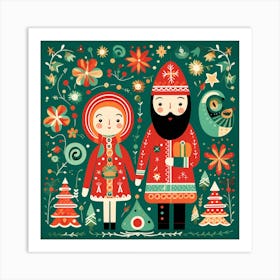 Russian Christmas Couple Art Print