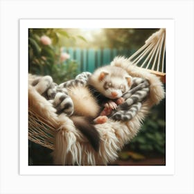 Ferret Sleeping In A Hammock 7 Art Print