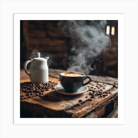 Coffee And Coffee Beans Art Print