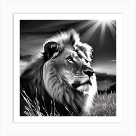 Lion In The Grass 4 Art Print