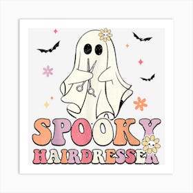 Spooky Hairdresser Ghost Floral Halloween Hairstylist Art Print