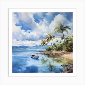 AI Sunlit Shores Art Print