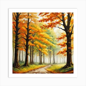 Forest In Autumn In Minimalist Style Square Composition 194 Art Print