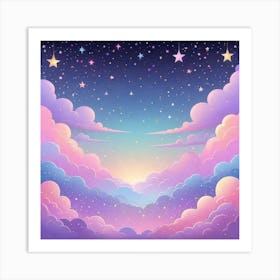 Sky With Twinkling Stars In Pastel Colors Square Composition 93 Art Print