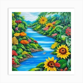 River Of Sunflowers Art Print