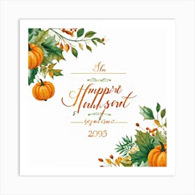 An Autumnal Handwritten Calligraphy Horizontal Leaf Shaped Typography Triumphantly Announcing The A (4) Art Print