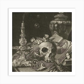 Skull And Books Art Print