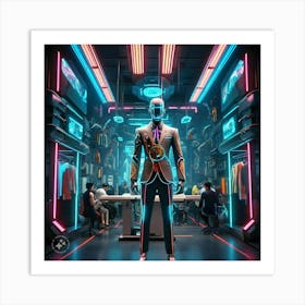 Futuristic Man In A Suit Art Print