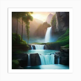 Waterfall In The Forest Art Print