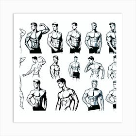 Man In Various Poses Art Print