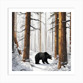 Black Bear In The Woods 4 Art Print