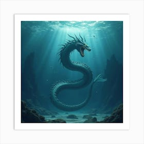 Legendary Sea Serpent Emerging From The Depths Of A Mystical Ocean 1 Art Print