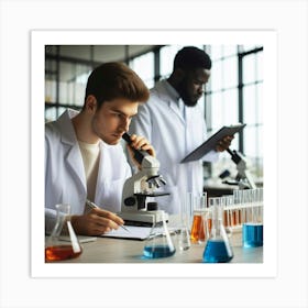 Young Scientists In A Laboratory 2 Art Print