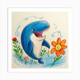 Dolphin Drawing 22 Art Print