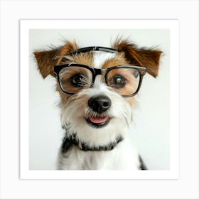 Dog With Glasses 54 Art Print