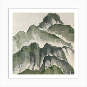 Japanese Watercolour Of Mount Oyama 3 Art Print