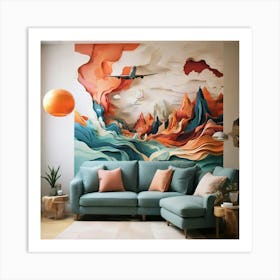 Abstract Mountains Wall Mural Art Print