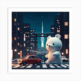 Teddy Bear Crossing The Street Art Print