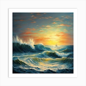 Sunset At Sea Art Print