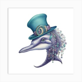 Dolphin In Top Hat Poster