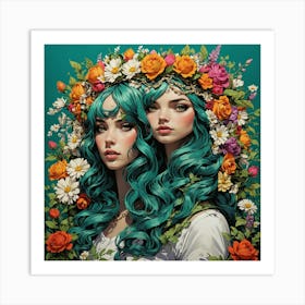 A Vibrant Art Print Of A Flower Crown The Crown 2 Art Print