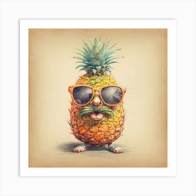 Pineapple With Sunglasses Art Print