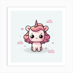 Cute Unicorn Kawaii Art Print