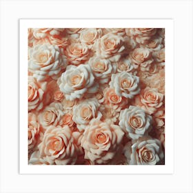 Peach Roses Background Art Print