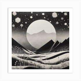 Moonlight In The Mountains Art Print