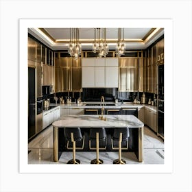 Gold And Black Kitchen Art Print