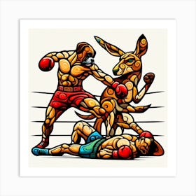 Boxer S Kangaroo Showdown Art Print