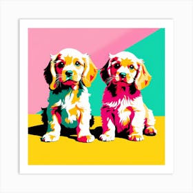 Cocker Spaniel Pups, This Contemporary art brings POP Art and Flat Vector Art Together, Colorful Art, Animal Art, Home Decor, Kids Room Decor, Puppy Bank - 156th Art Print