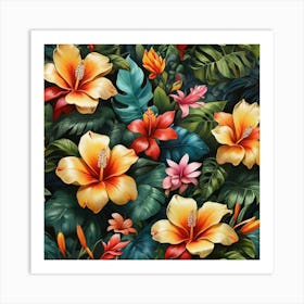 Tropical Forest Flower Craze Art Print 0 Art Print