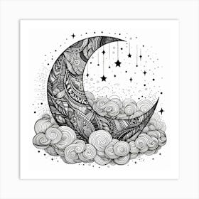 Crescent In The Clouds Art Print