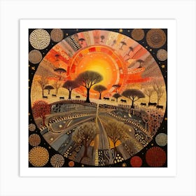 Landscape and Sunset Art Print